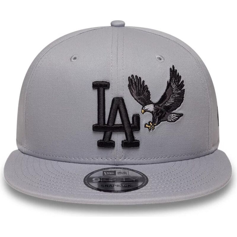 new-era-flat-brim-black-logo-9fifty-outdoor-icon-los-angeles-dodgers-mlb-grey-snapback-cap