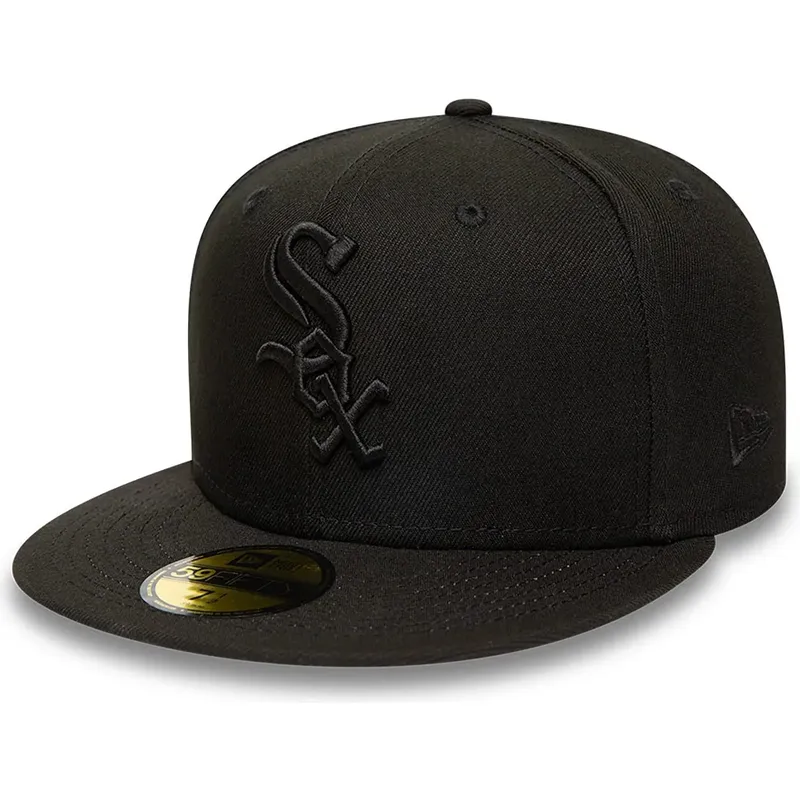 new-era-flat-brim-black-logo-59fifty-chicago-white-sox-mlb-black-fitted-cap new-era-flat-brim-black-logo-59fifty-chicago-white-sox-mlb-black-fitted-cap