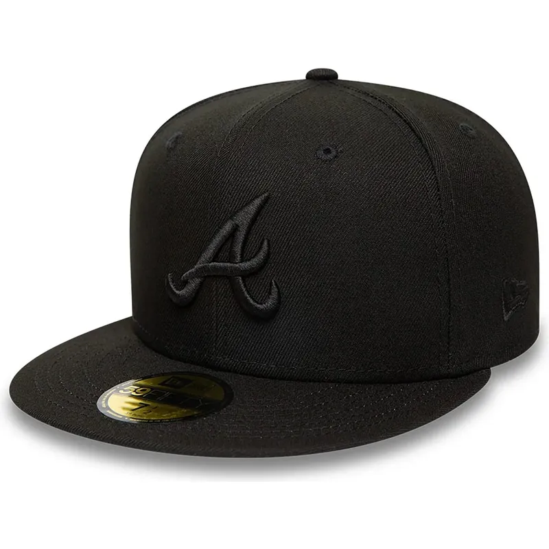new-era-flat-brim-black-logo-59fifty-atlanta-braves-mlb-black-fitted-cap new-era-flat-brim-black-logo-59fifty-atlanta-braves-mlb-black-fitted-cap
