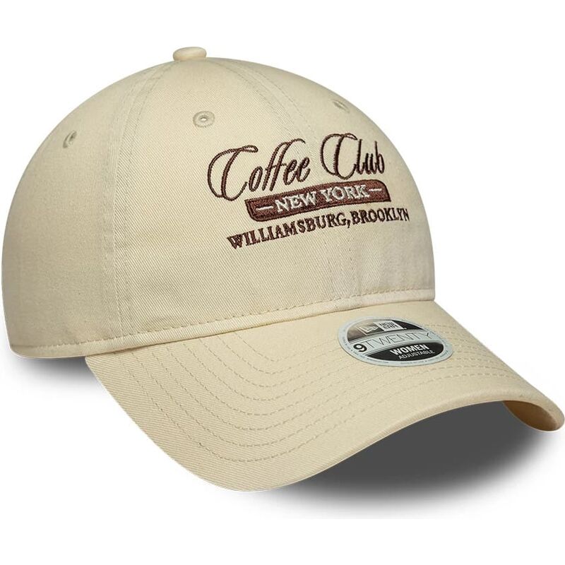 casquette-courbee-beige-ajustable-pour-femme-9twenty-coffee-club-new-era