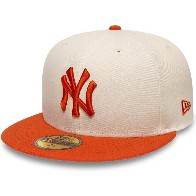new-era-flat-brim-orange-logo-59fifty-league-essential-new-york-yankees-mlb-beige-and-orange-fitted-cap new-era-flat-brim-orange-logo-59fifty-league-essential-new-york-yankees-mlb-beige-and-orange-fitted-cap