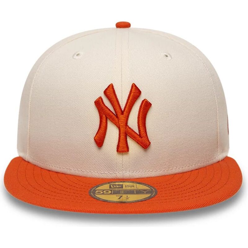new-era-flat-brim-orange-logo-59fifty-league-essential-new-york-yankees-mlb-beige-and-orange-fitted-cap new-era-flat-brim-orange-logo-59fifty-league-essential-new-york-yankees-mlb-beige-and-orange-fitted-cap