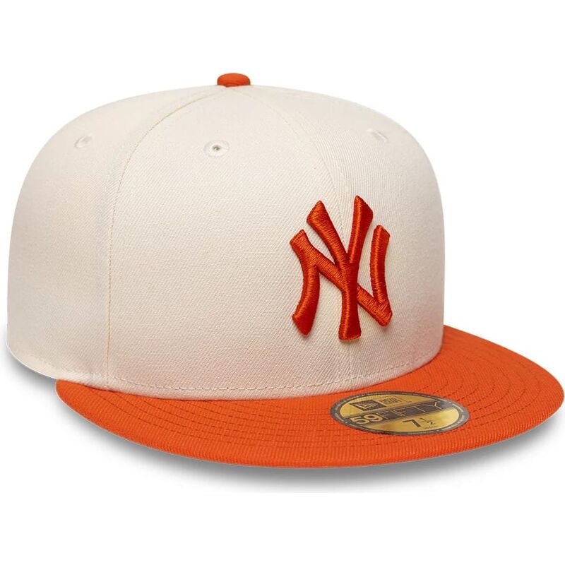 new-era-flat-brim-orange-logo-59fifty-league-essential-new-york-yankees-mlb-beige-and-orange-fitted-cap new-era-flat-brim-orange-logo-59fifty-league-essential-new-york-yankees-mlb-beige-and-orange-fitted-cap