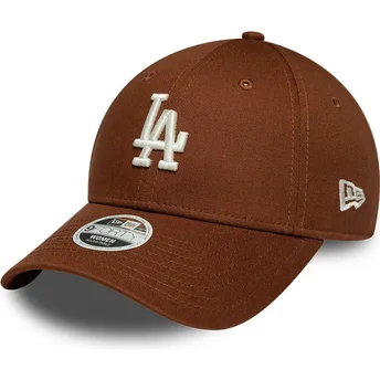 New Era Curved Brim Women 9FORTY League Essential Midi Los Angeles Dodgers MLB Brown Adjustable Cap