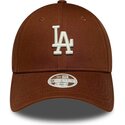 new-era-curved-brim-women-9forty-league-essential-midi-los-angeles-dodgers-mlb-brown-adjustable-cap
