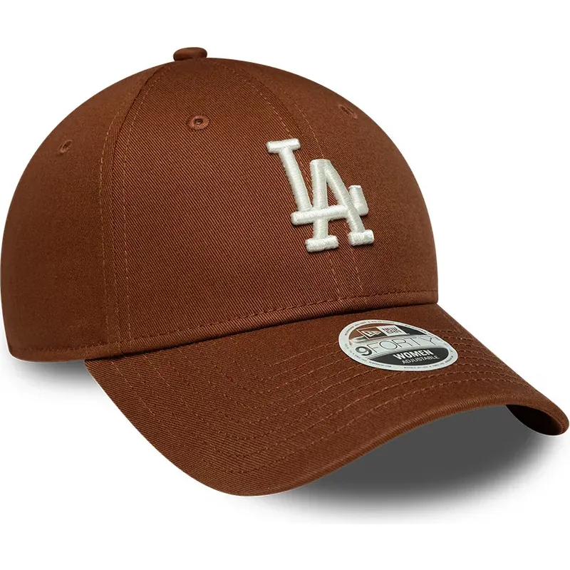 new-era-curved-brim-women-9forty-league-essential-midi-los-angeles-dodgers-mlb-brown-adjustable-cap