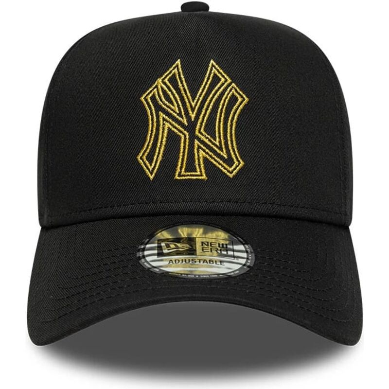 casquette-courbee-noire-snapback-avec-logo-dore-e-frame-metallic-outline-new-york-yankees-mlb-new-era casquette-courbee-noire-snapback-avec-logo-dore-e-frame-metallic-outline-new-york-yankees-mlb-new-era