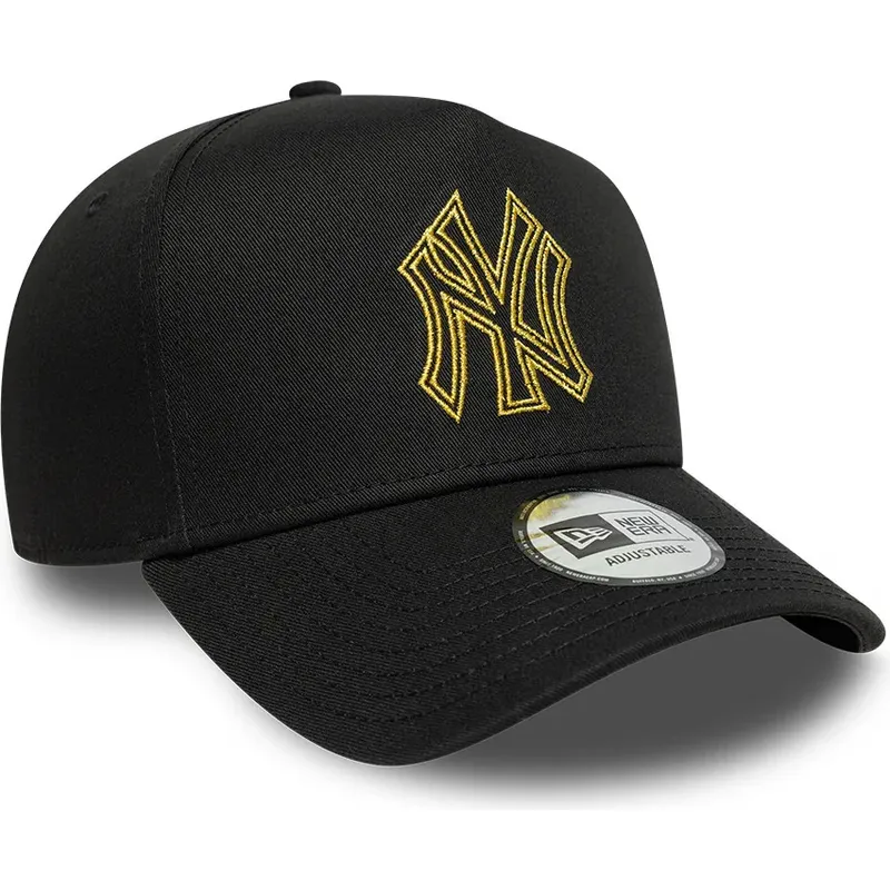 new-era-curved-brim-golden-logo-e-frame-metallic-outline-new-york-yankees-mlb-black-snapback-cap new-era-curved-brim-golden-logo-e-frame-metallic-outline-new-york-yankees-mlb-black-snapback-cap