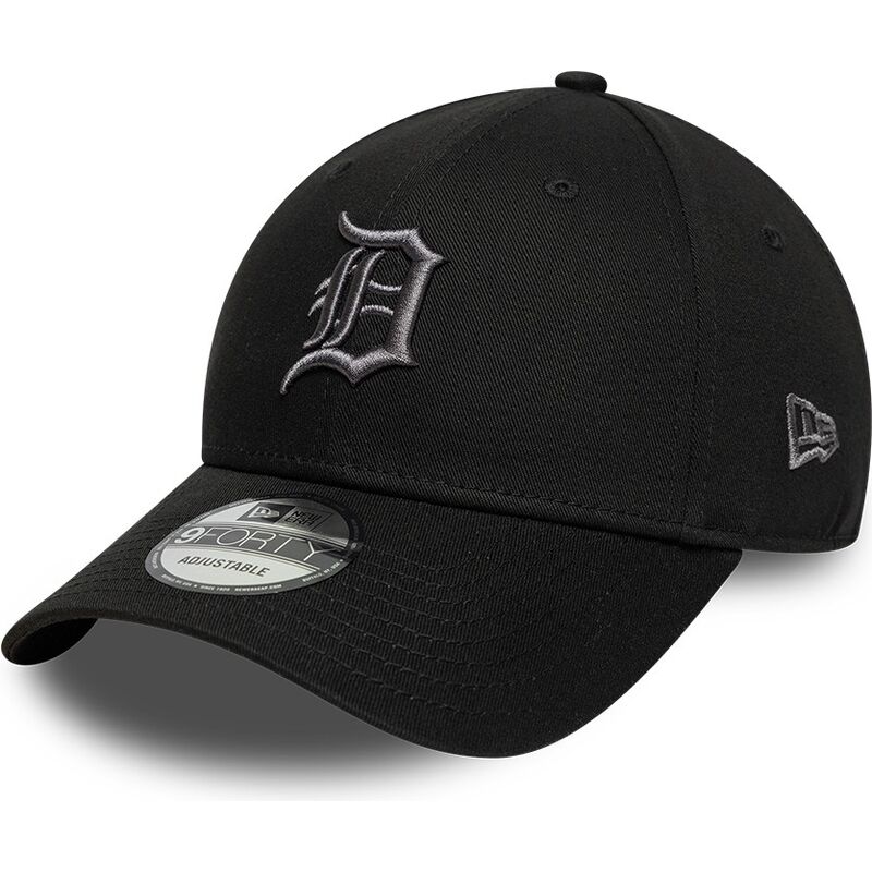 new-era-curved-brim-grey-logo-9forty-league-essential-detroit-tigers-mlb-black-adjustable-cap