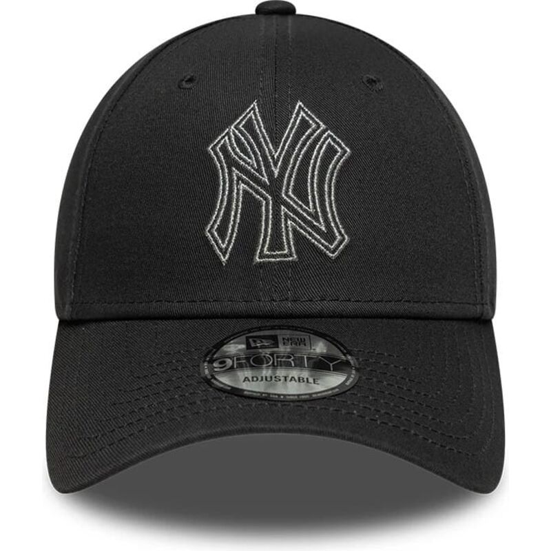 new-era-curved-brim-9forty-metallic-outline-new-york-yankees-mlb-grey-adjustable-cap