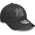 new-era-curved-brim-9forty-metallic-outline-new-york-yankees-mlb-grey-adjustable-cap