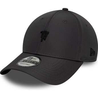 New Era Curved Brim Black Logo 9FORTY Metal Manchester United Football Club Premier League Dark Grey Adjustable Cap