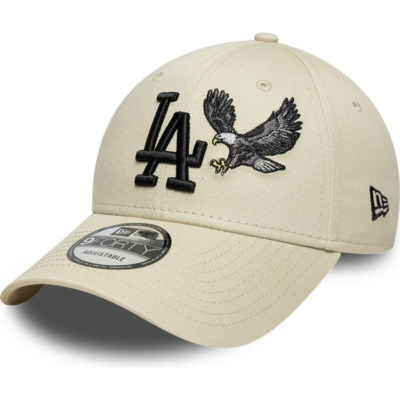 new-era-curved-brim-black-logo-9forty-outdoor-icon-los-angeles-dodgers-mlb-beige-adjustable-cap