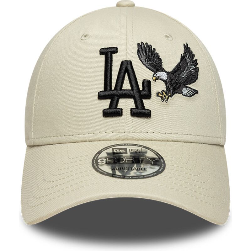 new-era-curved-brim-black-logo-9forty-outdoor-icon-los-angeles-dodgers-mlb-beige-adjustable-cap