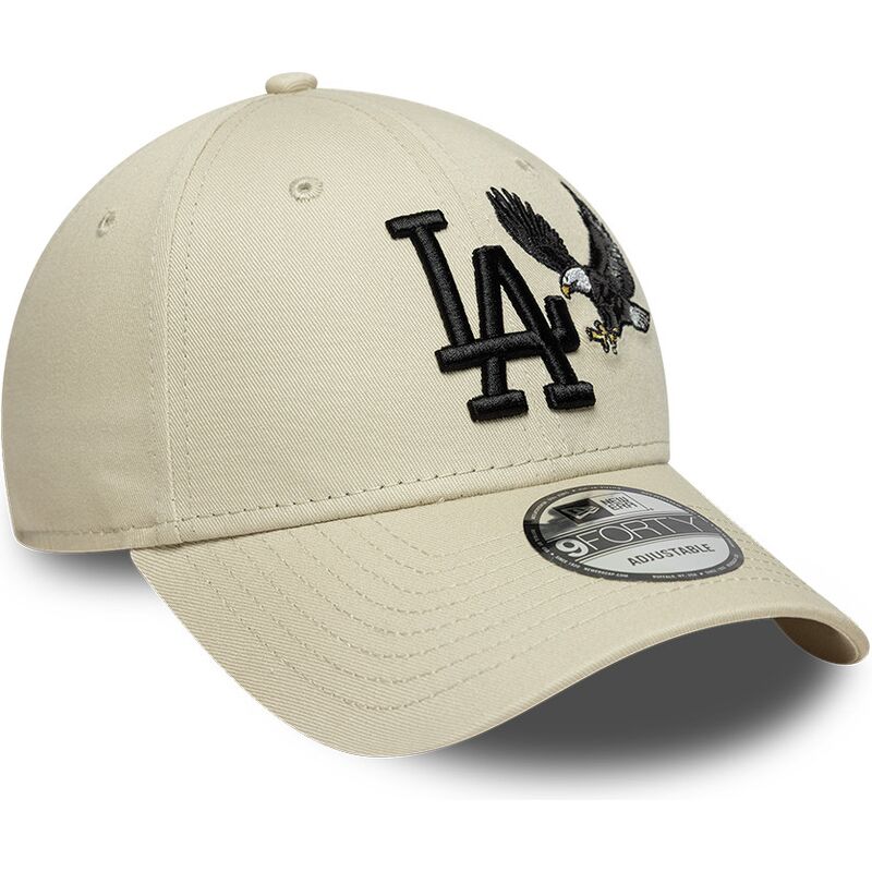 new-era-curved-brim-black-logo-9forty-outdoor-icon-los-angeles-dodgers-mlb-beige-adjustable-cap