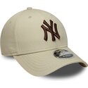 casquette-courbee-beige-snapback-avec-logo-marron-9forty-m-crown-new-york-yankees-mlb-new-era