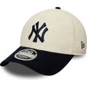 new-era-curved-brim-navy-blue-logo-9forty-m-crown-cord-new-york-yankees-mlb-beige-and-navy-blue-adjustable-cap
