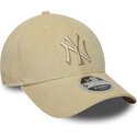 new-era-curved-brim-9forty-m-crown-cord-new-york-yankees-mlb-beige-adjustable-cap-with-beige-logo