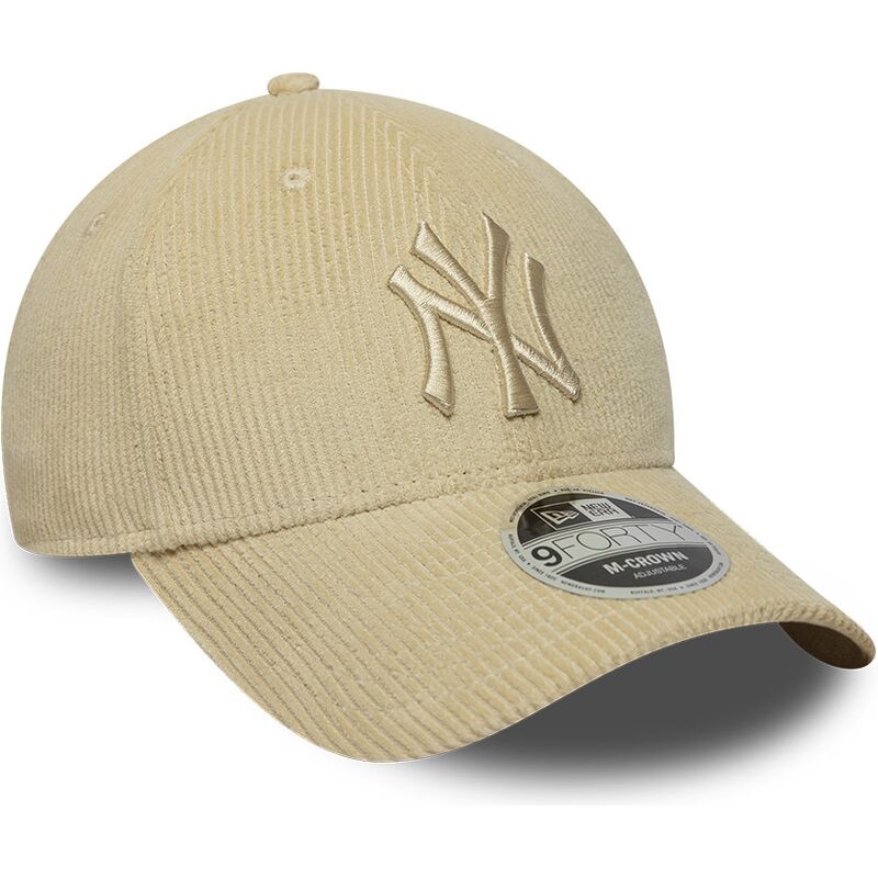 casquette-courbee-beige-ajustable-avec-logo-beige-9forty-m-crown-cord-new-york-yankees-mlb-new-era