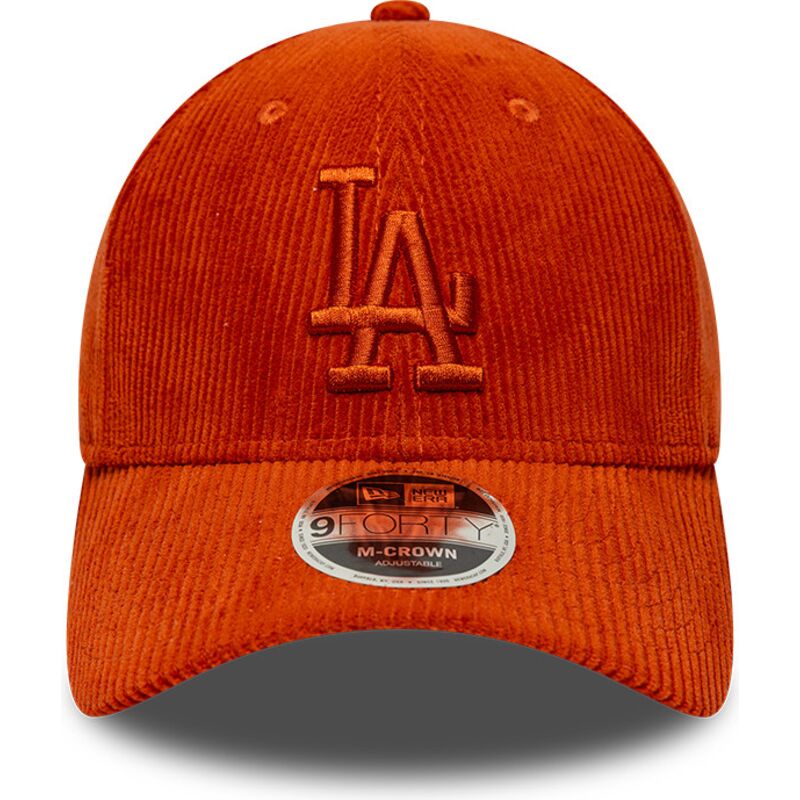 casquette-courbee-orange-ajustable-avec-logo-orange-9forty-m-crown-cord-los-angeles-dodgers-mlb-new-era