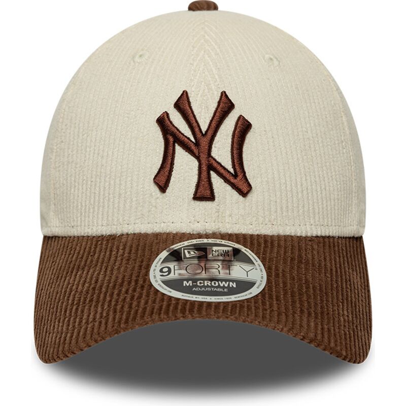 casquette-courbee-marron-et-beige-ajustable-avec-logo-marron-9forty-m-crown-cord-new-york-yankees-mlb-new-era