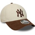 new-era-curved-brim-brown-logo-9forty-m-crown-cord-new-york-yankees-mlb-brown-and-beige-adjustable-cap