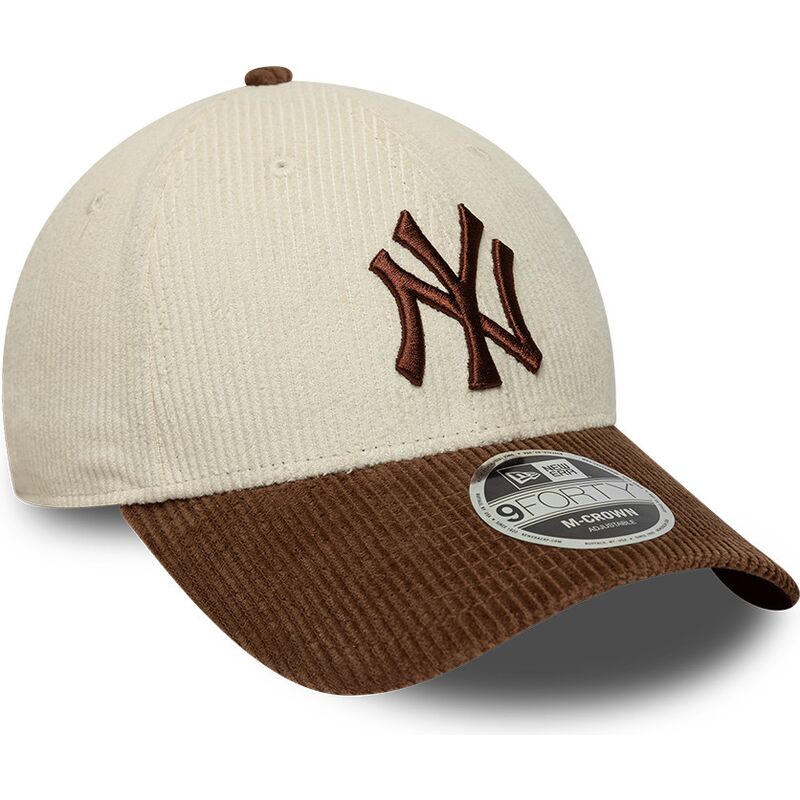 new-era-curved-brim-brown-logo-9forty-m-crown-cord-new-york-yankees-mlb-brown-and-beige-adjustable-cap new-era-curved-brim-brown-logo-9forty-m-crown-cord-new-york-yankees-mlb-brown-and-beige-adjustable-cap