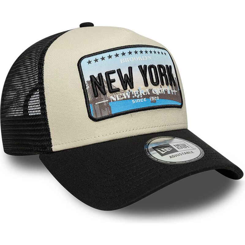new-era-a-frame-license-plate-new-york-black-and-beige-trucker-hat
