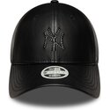 new-era-curved-brim-women-black-logo-9forty-m-crown-pu-diamante-new-york-yankees-mlb-black-snapback-cap
