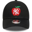new-era-curved-brim-youth-9forty-fruit-icon-apple-new-york-yankees-mlb-black-adjustable-cap