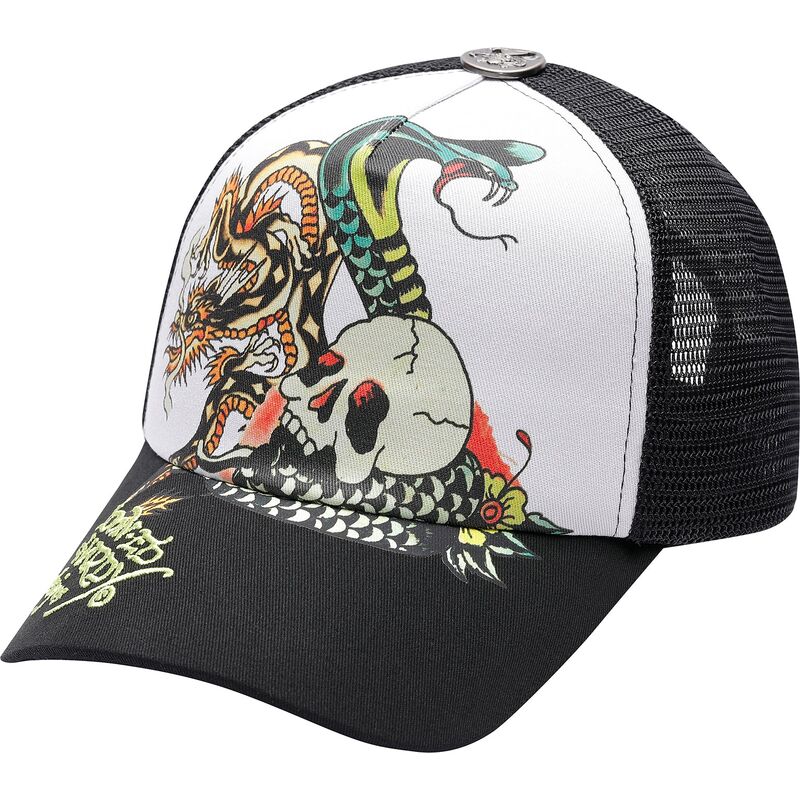 ed-hardy-snake-and-skull-black-and-white-trucker-hat ed-hardy-snake-and-skull-black-and-white-trucker-hat