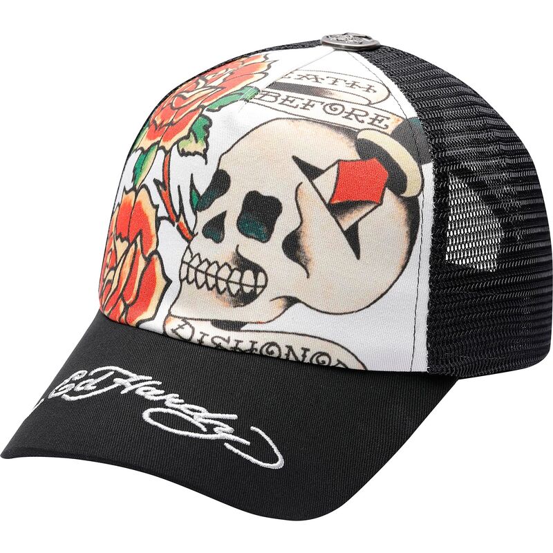 casquette-trucker-noire-et-blanche-before-dishonor-ed-hardy
