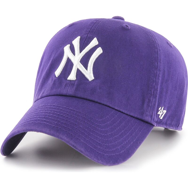 47-brand-curved-brim-clean-up-no-loop-label-new-york-yankees-mlb-purple-adjustable-cap 47-brand-curved-brim-clean-up-no-loop-label-new-york-yankees-mlb-purple-adjustable-cap