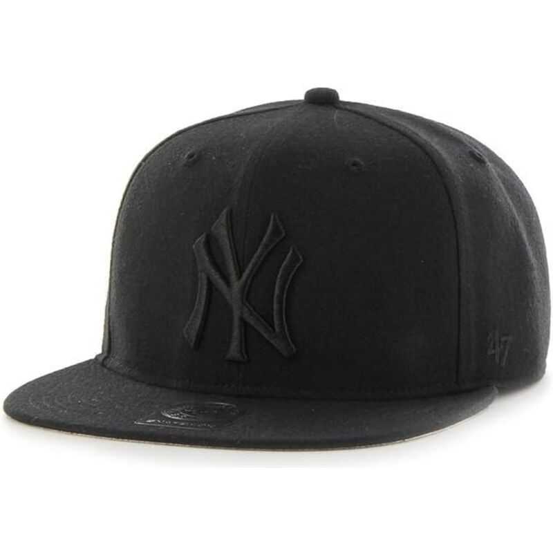 casquette-plate-noire-snapback-avec-logo-noir-captain-no-shot-new-york-yankees-mlb-47-brand casquette-plate-noire-snapback-avec-logo-noir-captain-no-shot-new-york-yankees-mlb-47-brand
