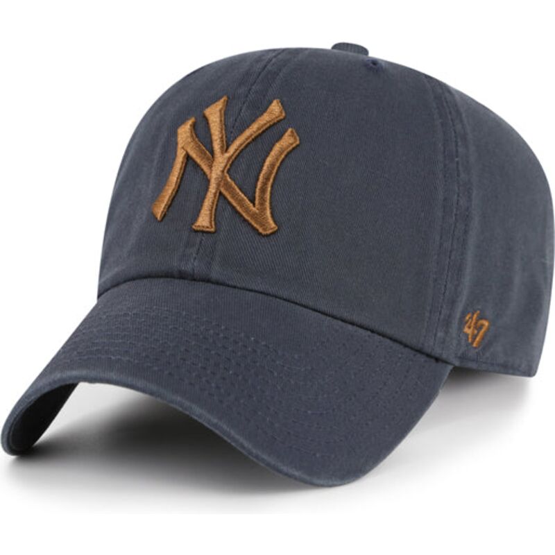 casquette-courbee-grise-ajustable-avec-logo-marron-clean-up-contrast-vintage-navy-new-york-yankees-mlb-47-brand casquette-courbee-grise-ajustable-avec-logo-marron-clean-up-contrast-vintage-navy-new-york-yankees-mlb-47-brand