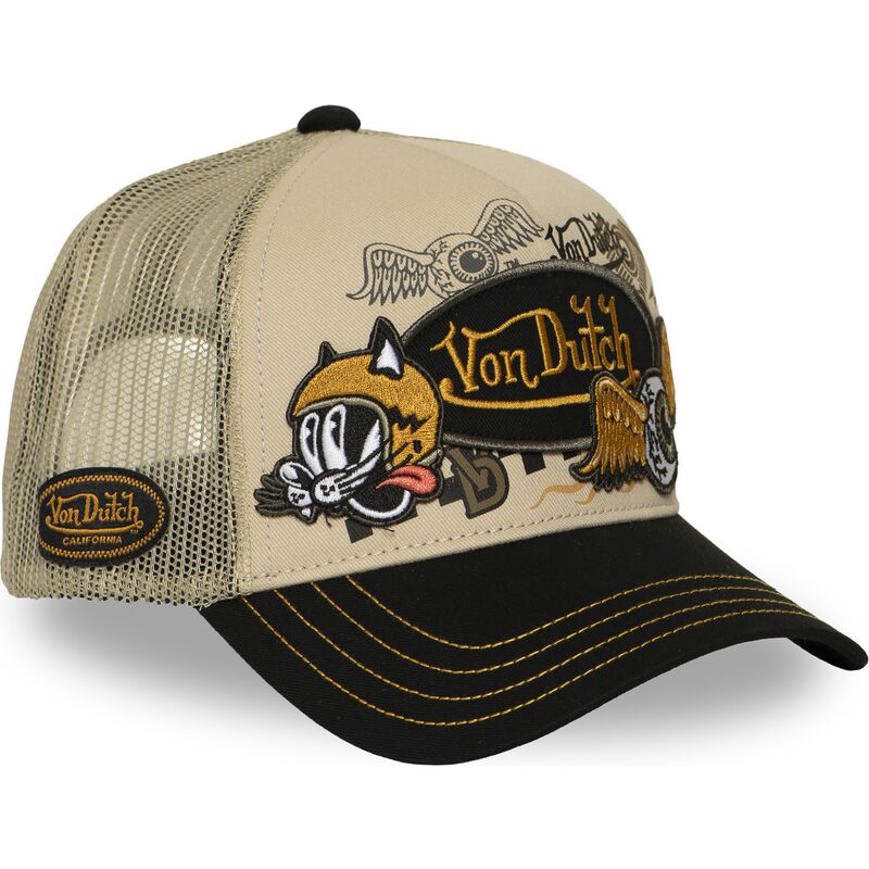casquette-trucker-beige-et-noire-patches19-von-dutch casquette-trucker-beige-et-noire-patches19-von-dutch
