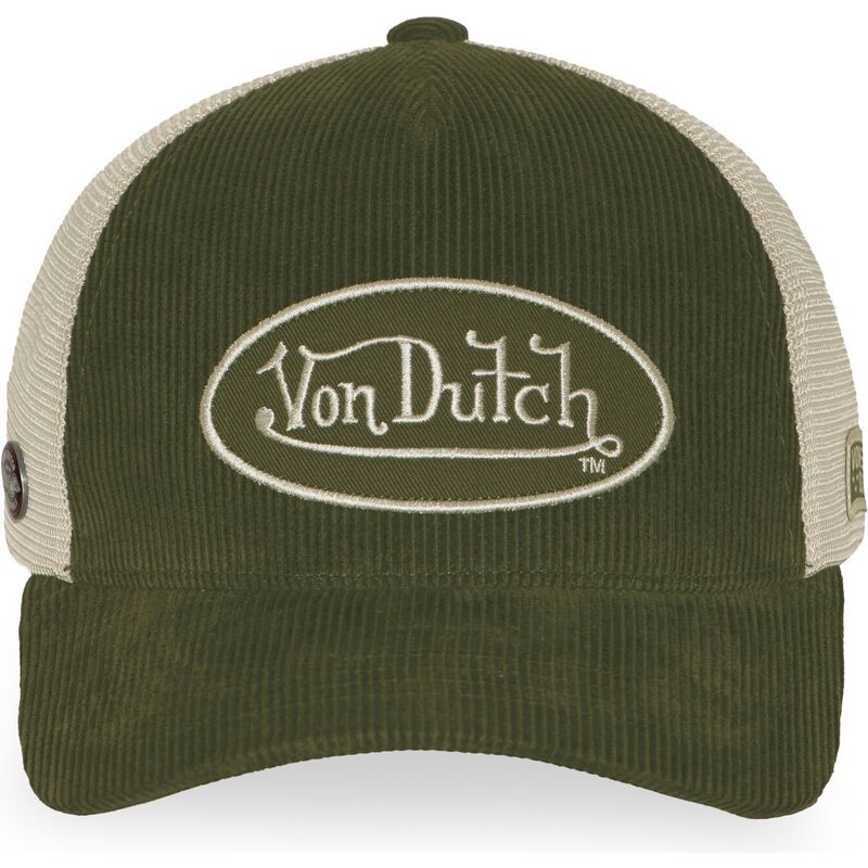 von-dutch-lof-b47-green-and-beige-adjustable-trucker-hat von-dutch-lof-b47-green-and-beige-adjustable-trucker-hat