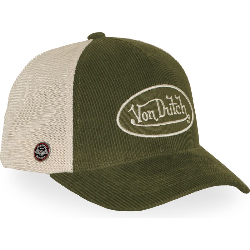 von-dutch-lof-b47-green-and-beige-adjustable-trucker-hat von-dutch-lof-b47-green-and-beige-adjustable-trucker-hat
