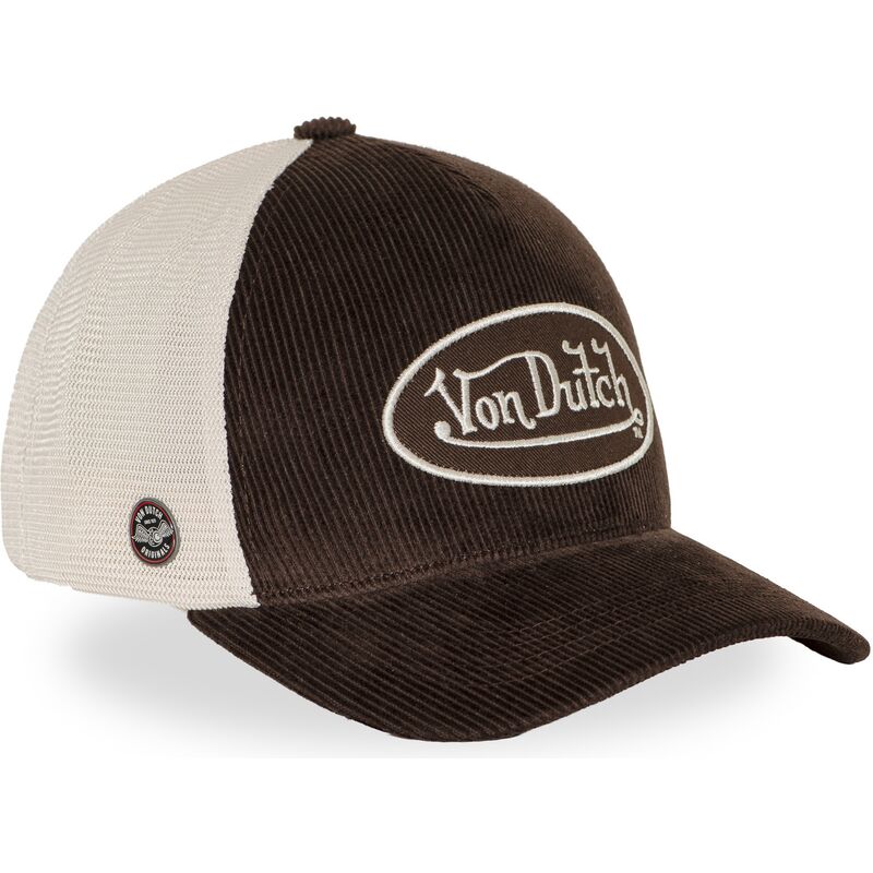von-dutch-lof-b49-brown-and-beige-adjustable-trucker-hat von-dutch-lof-b49-brown-and-beige-adjustable-trucker-hat