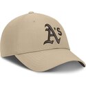 casquette-courbee-beige-ajustable-avec-logo-marron-structured-uv-poly-ripstop-oakland-athletics-mlb-nike
