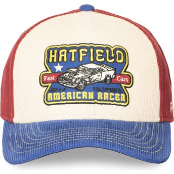 Hatfield Curved Brim SEMI CAR Beige, Red and Blue Snapback Cap