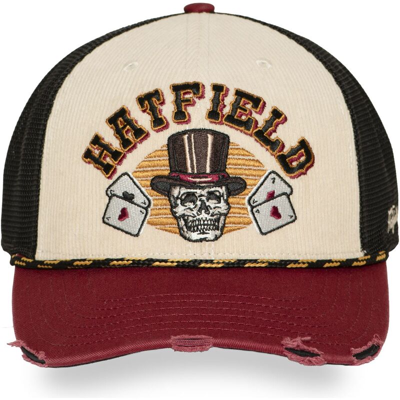 hatfield-pcs-ace-beige-red-and-black-trucker-hat hatfield-pcs-ace-beige-red-and-black-trucker-hat
