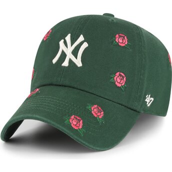47 Brand Curved Brim Clean Up Scatter New York Yankees MLB Green Adjustable Cap