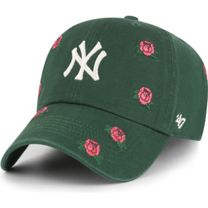 47-brand-curved-brim-clean-up-scatter-new-york-yankees-mlb-green-adjustable-cap