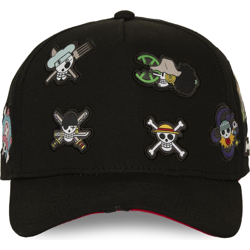 capslab-curved-brim-straw-hat-pirates-op8-fla-one-piece-black-snapback-cap capslab-curved-brim-straw-hat-pirates-op8-fla-one-piece-black-snapback-cap