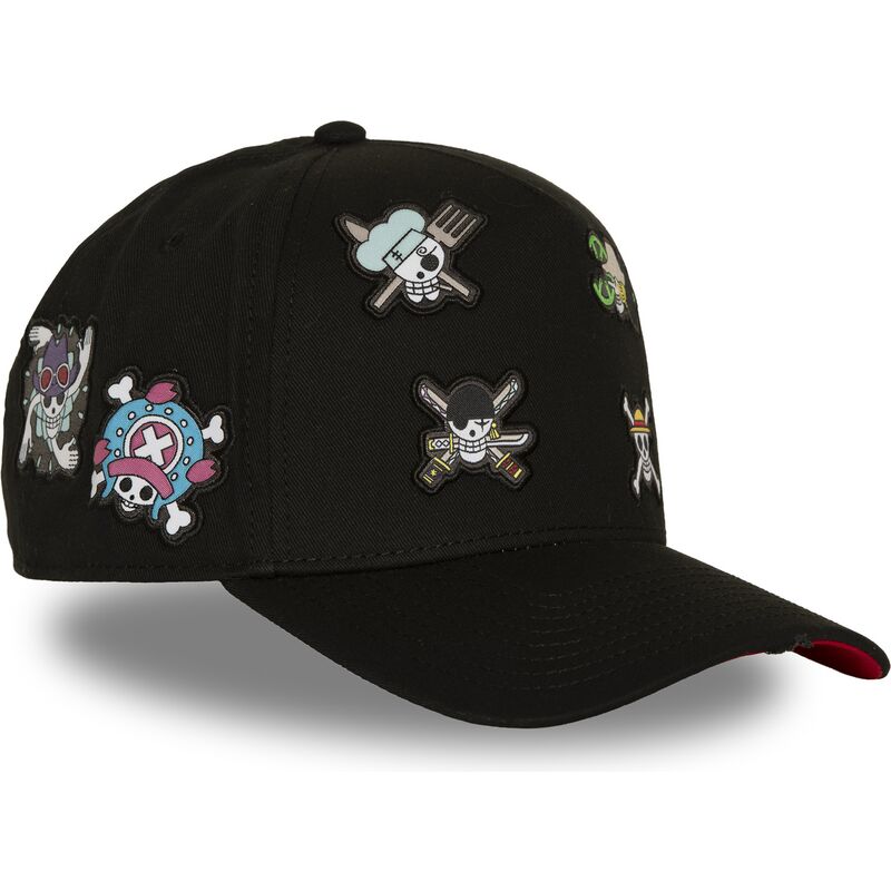 capslab-curved-brim-straw-hat-pirates-op8-fla-one-piece-black-snapback-cap capslab-curved-brim-straw-hat-pirates-op8-fla-one-piece-black-snapback-cap