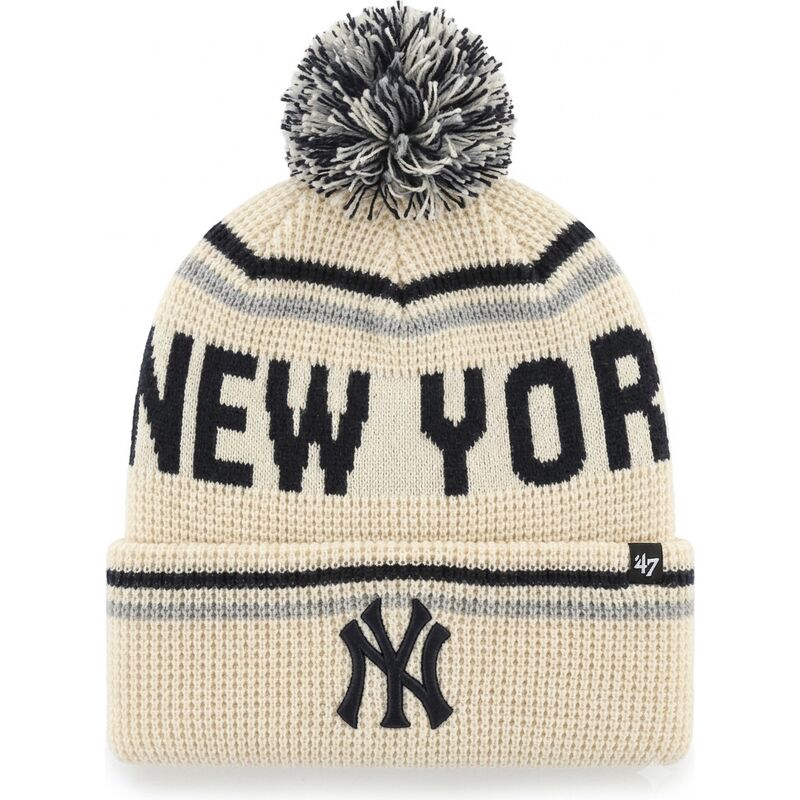 47-brand-quattrle-cuff-knit-new-york-yankees-mlb-cream-beanie-with-pompom