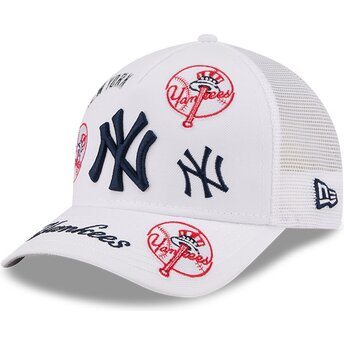 New Era 9FORTY M-Crown A Frame All Over New York Yankees MLB White Trucker Hat