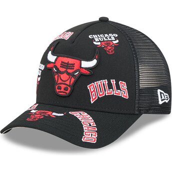 Casquette trucker noire 9FORTY M-Crown A Frame All Over Chicago Bulls NBA New Era