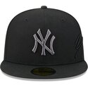 new-era-flat-brim-grey-logo-59fifty-side-script-new-york-yankees-mlb-black-fitted-cap